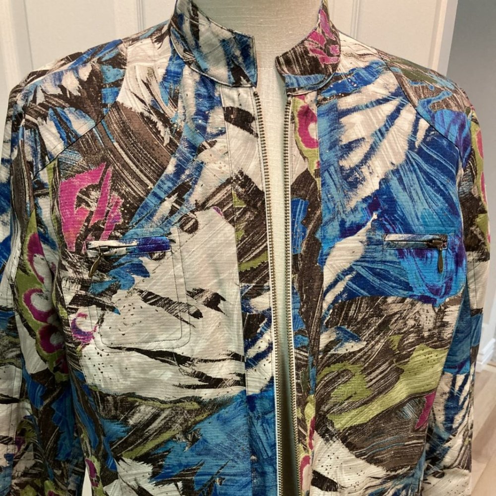 Zip Front - Lined Jacket - Blue Base - image 1